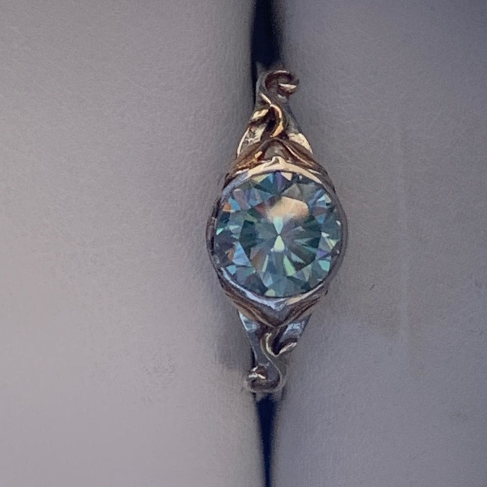 Light Blue Moissanite silver Ring